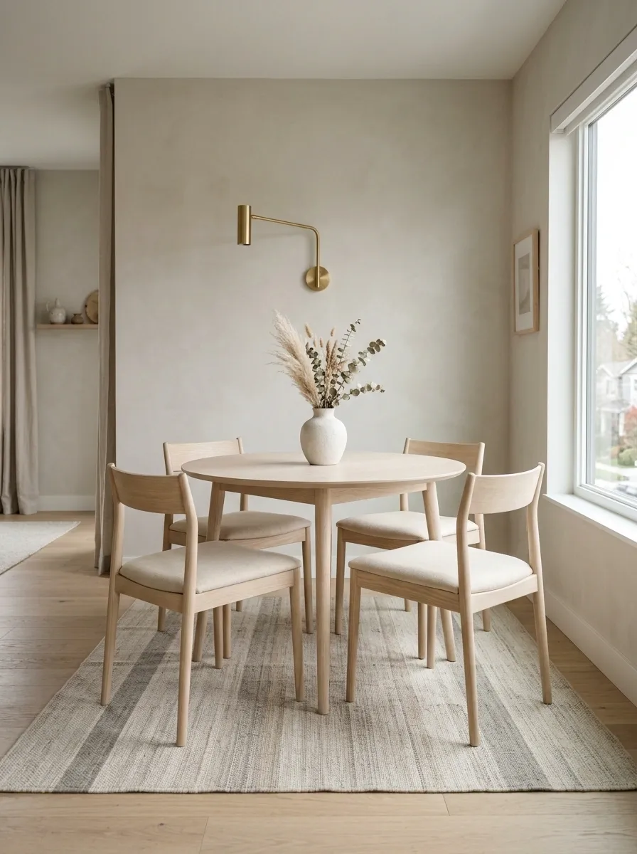 Small Apartment Dining Nook With a Low-Contrast Rug