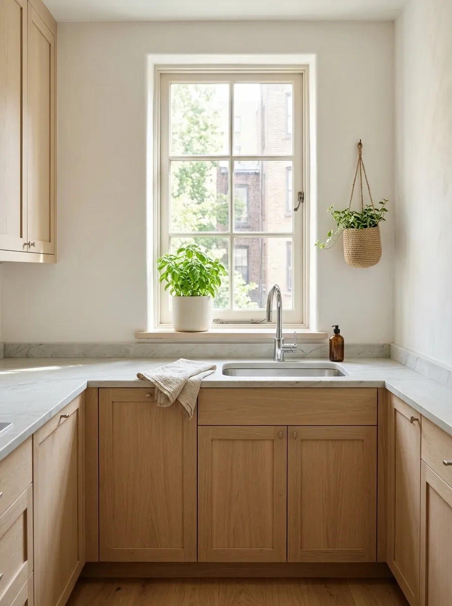 Small Apartment Kitchen With a Narrow Window Ledge