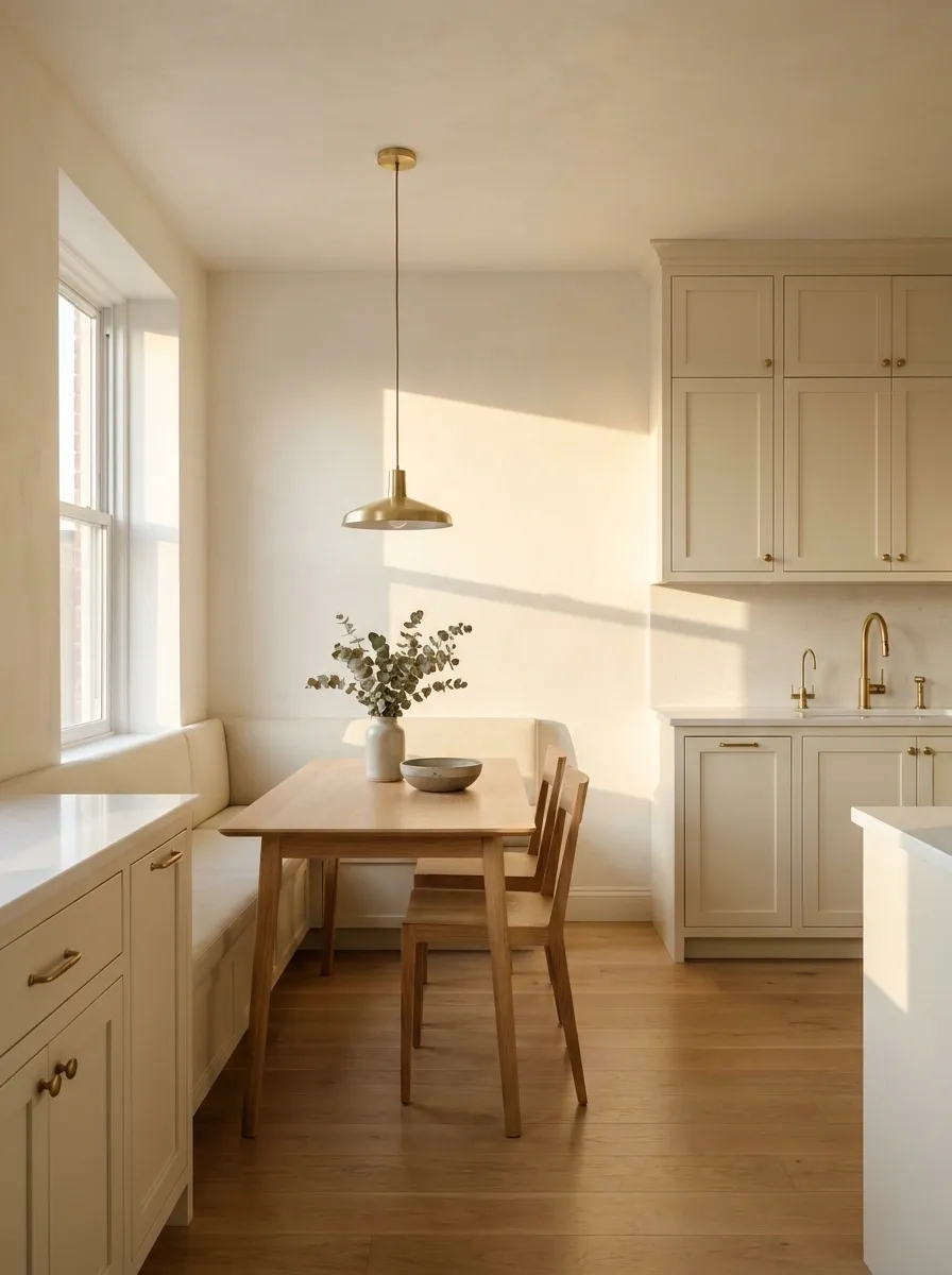 Small Apartment Kitchen With a Wall-Hugging Banquette