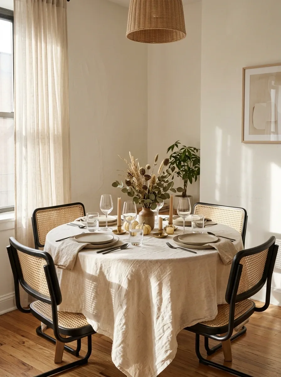 Small Apartment Thanksgiving on a Round Dining Table