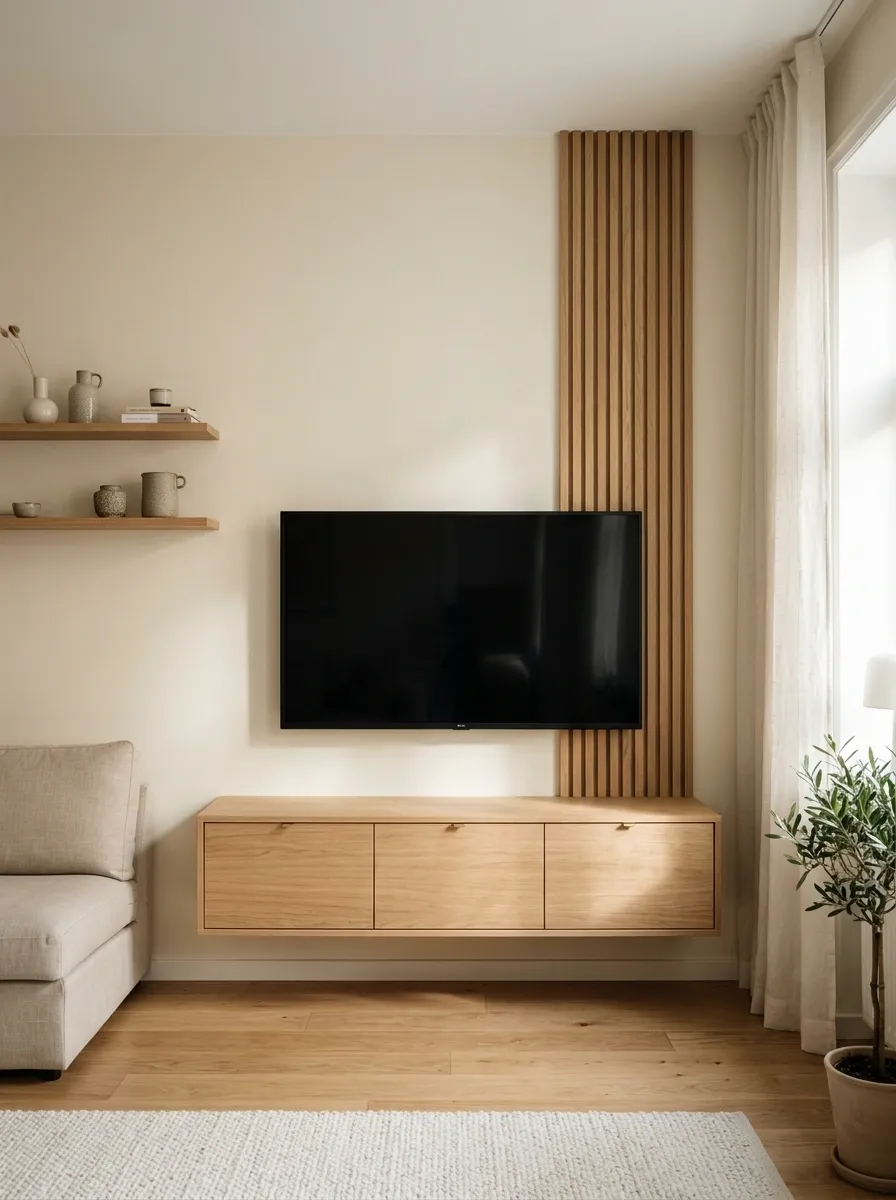 Small Apartment TV Wall With Space-Saving Storage