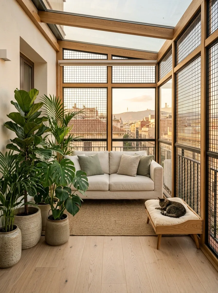 Small Balcony With an Enclosed Sunroom Feel
