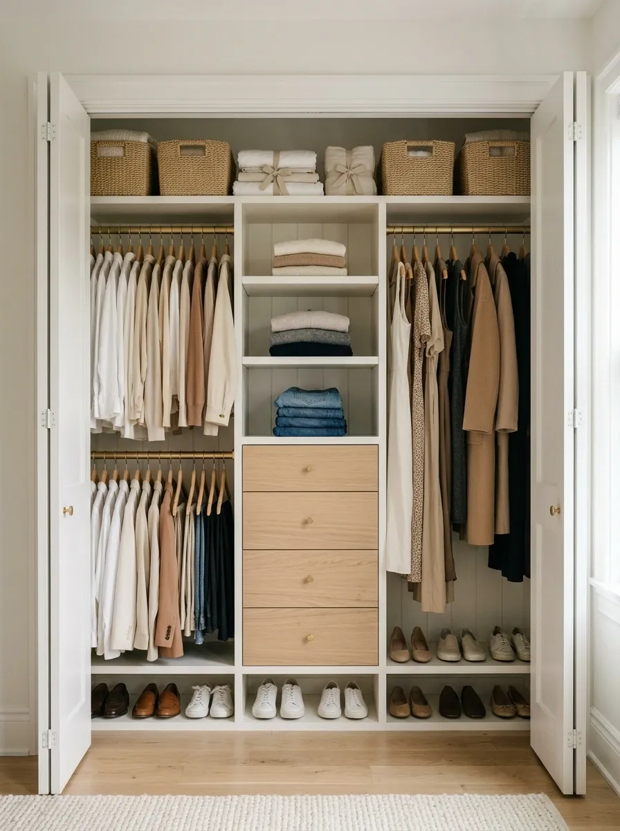 Small Reach-In Closet With Full-Height Storage