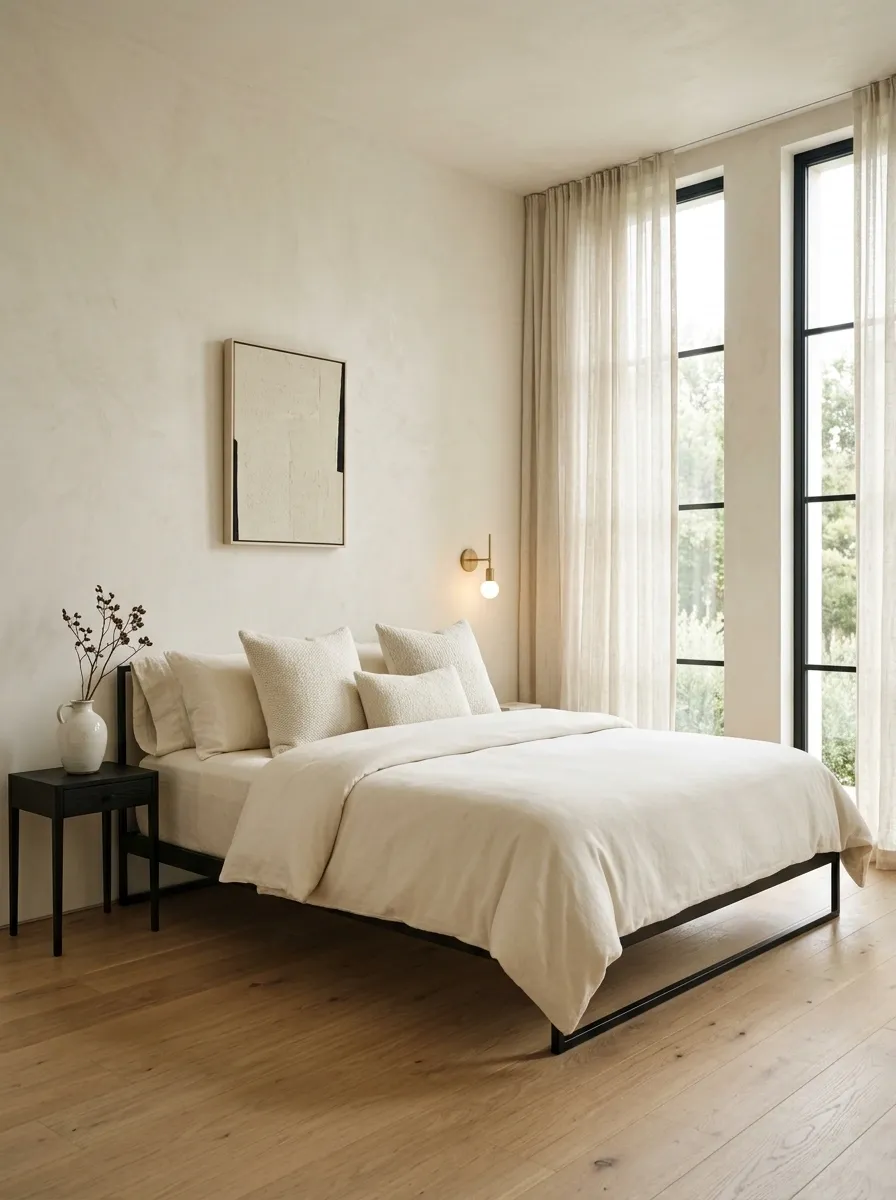 Soft Black and Cream Minimalist Bedroom