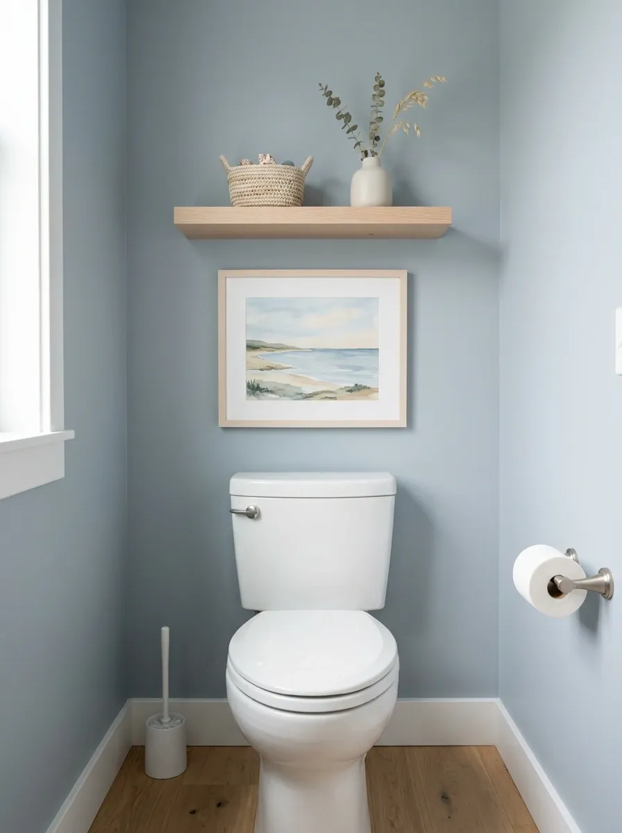 Soft Blue Gray With A Woven Shelf