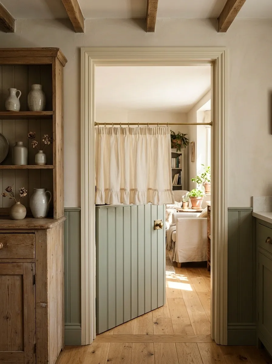 Soft Cotton Café Curtain With a Low Half-Wall Below