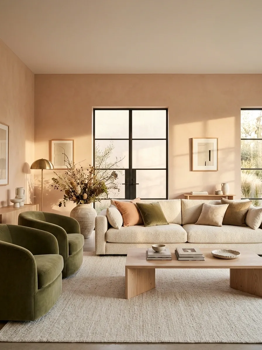 Soft Peach + Olive for an Unexpected Warm-Cool Pairing