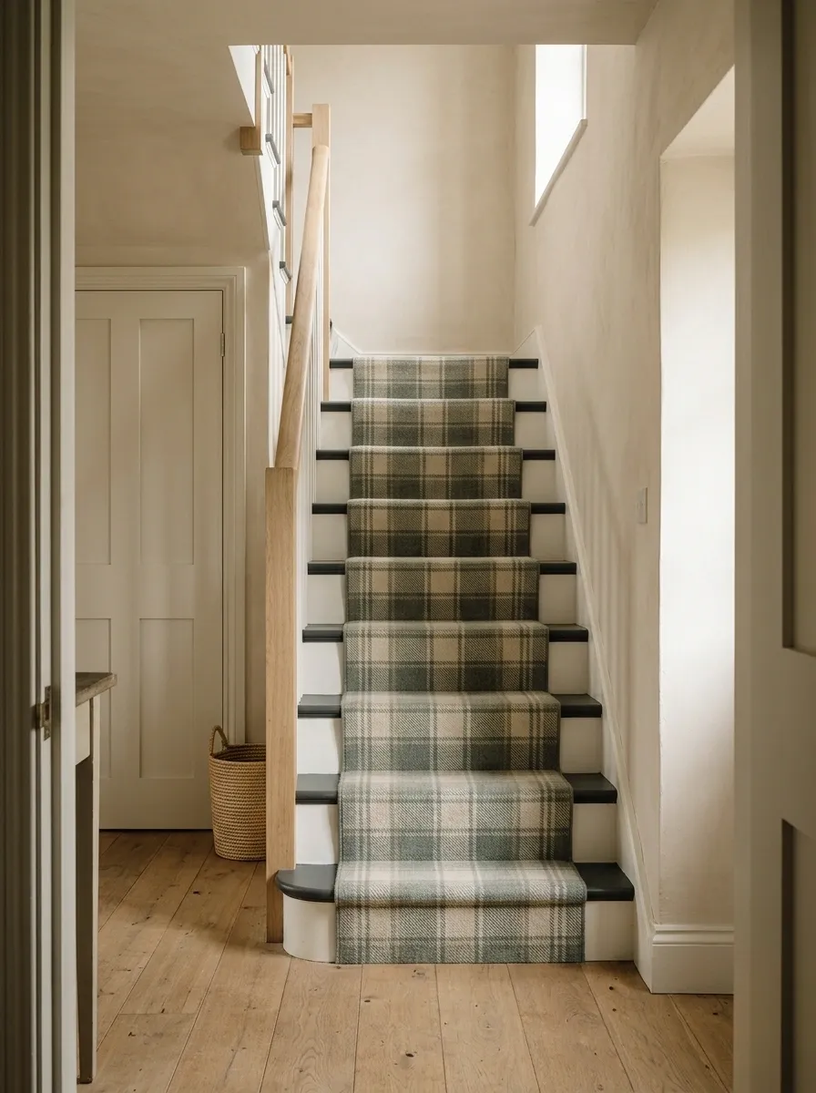 Soft Plaid Through a Cottage Hallway