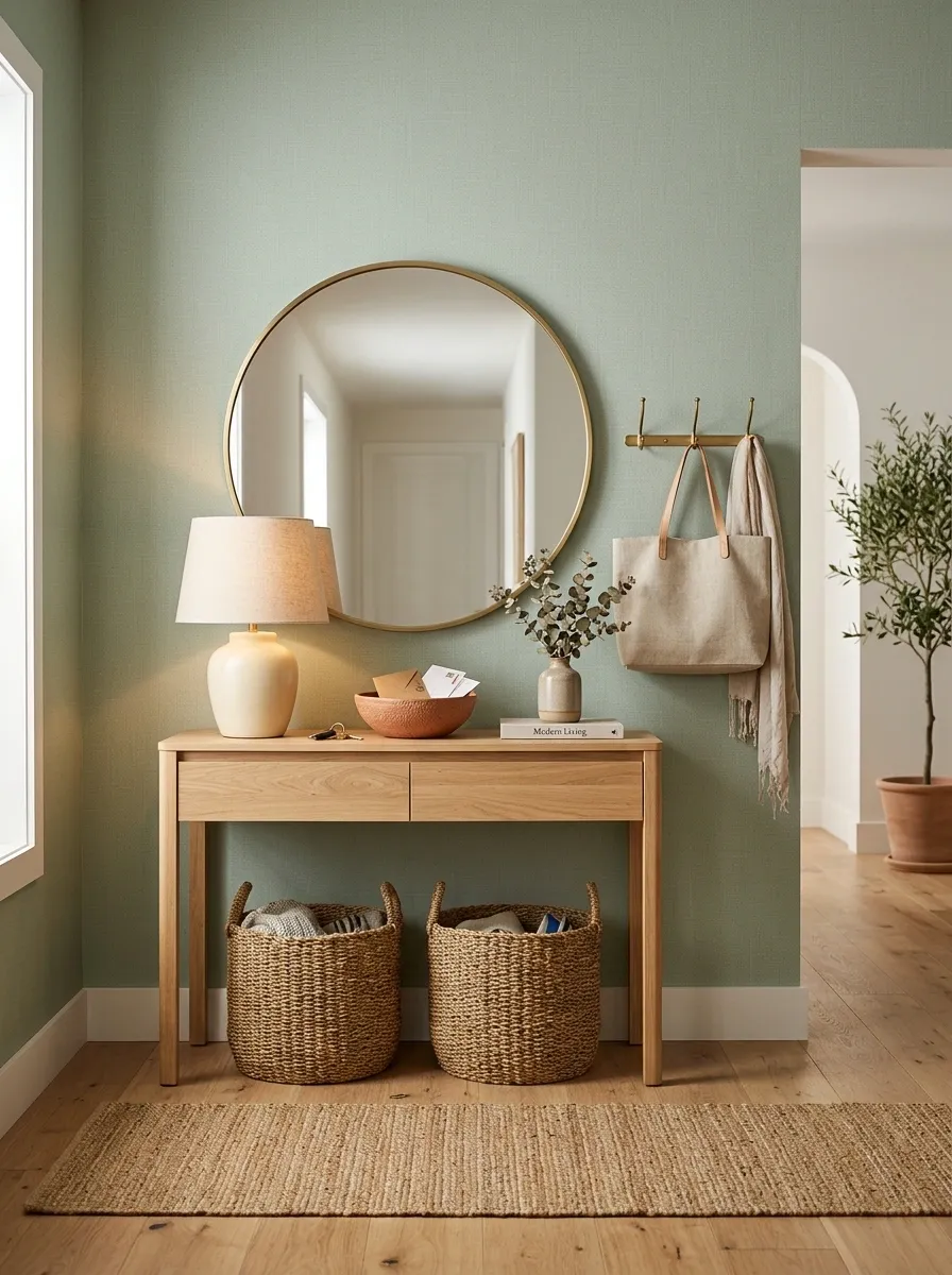 Soft Sage Rental Entry With Removable Styling Layers