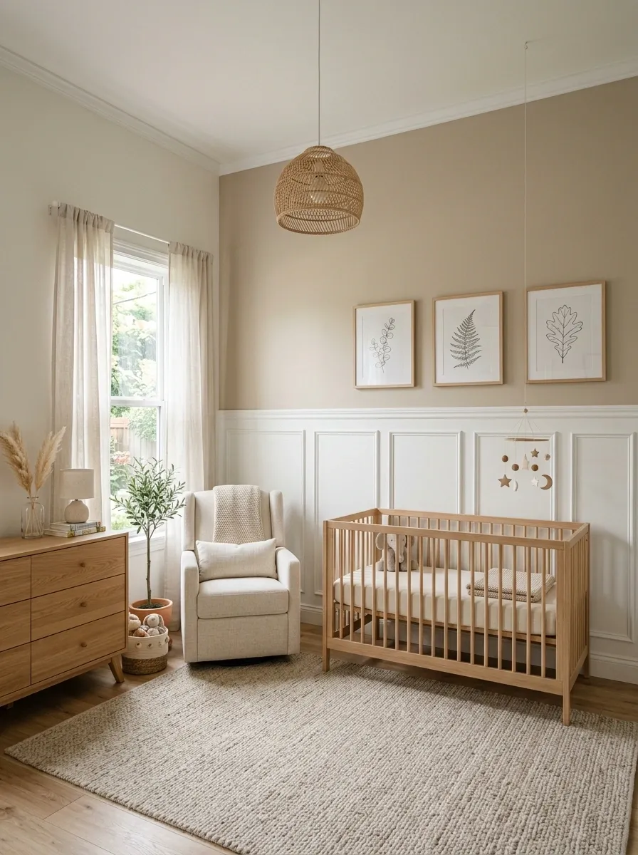 Soft White Wainscoting in a Modern Nursery