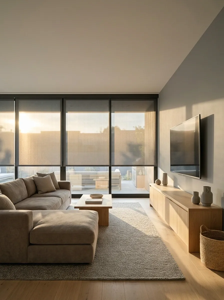 Solar Roller Shades for a Sunlit Media Room