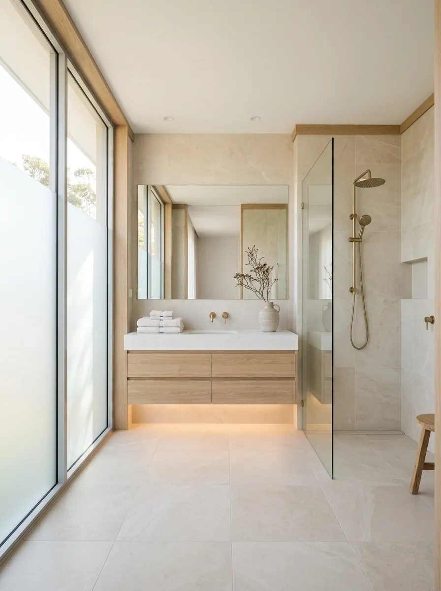 Spa-Inspired Bathroom With Frosted Window Film