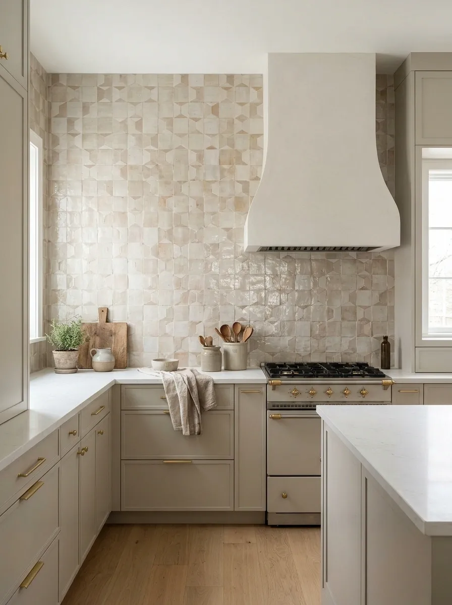 Statement Backsplash Kitchen With Restrained Cabinetry