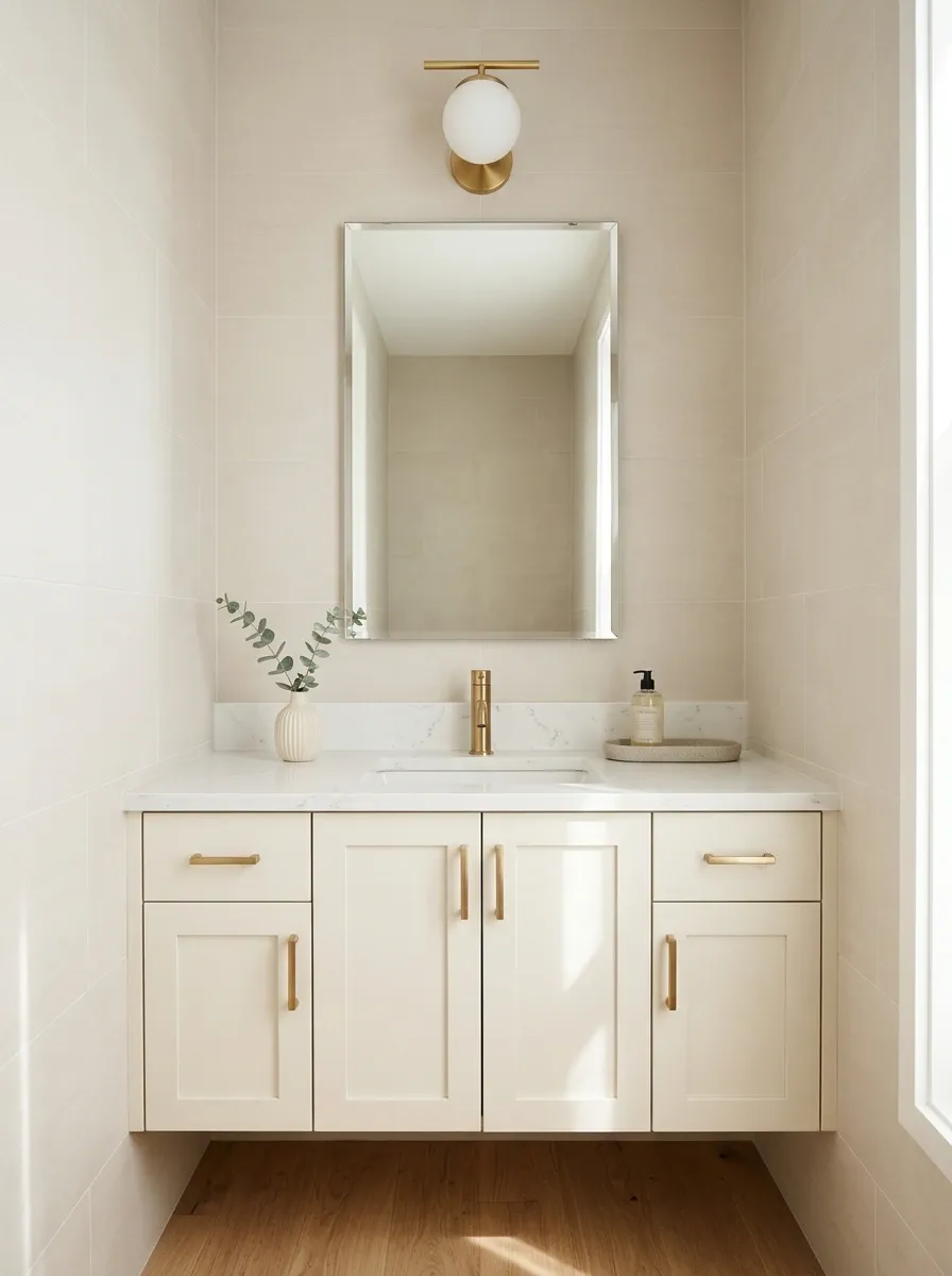 Style a Small Bathroom With a Consistent Brass Finish