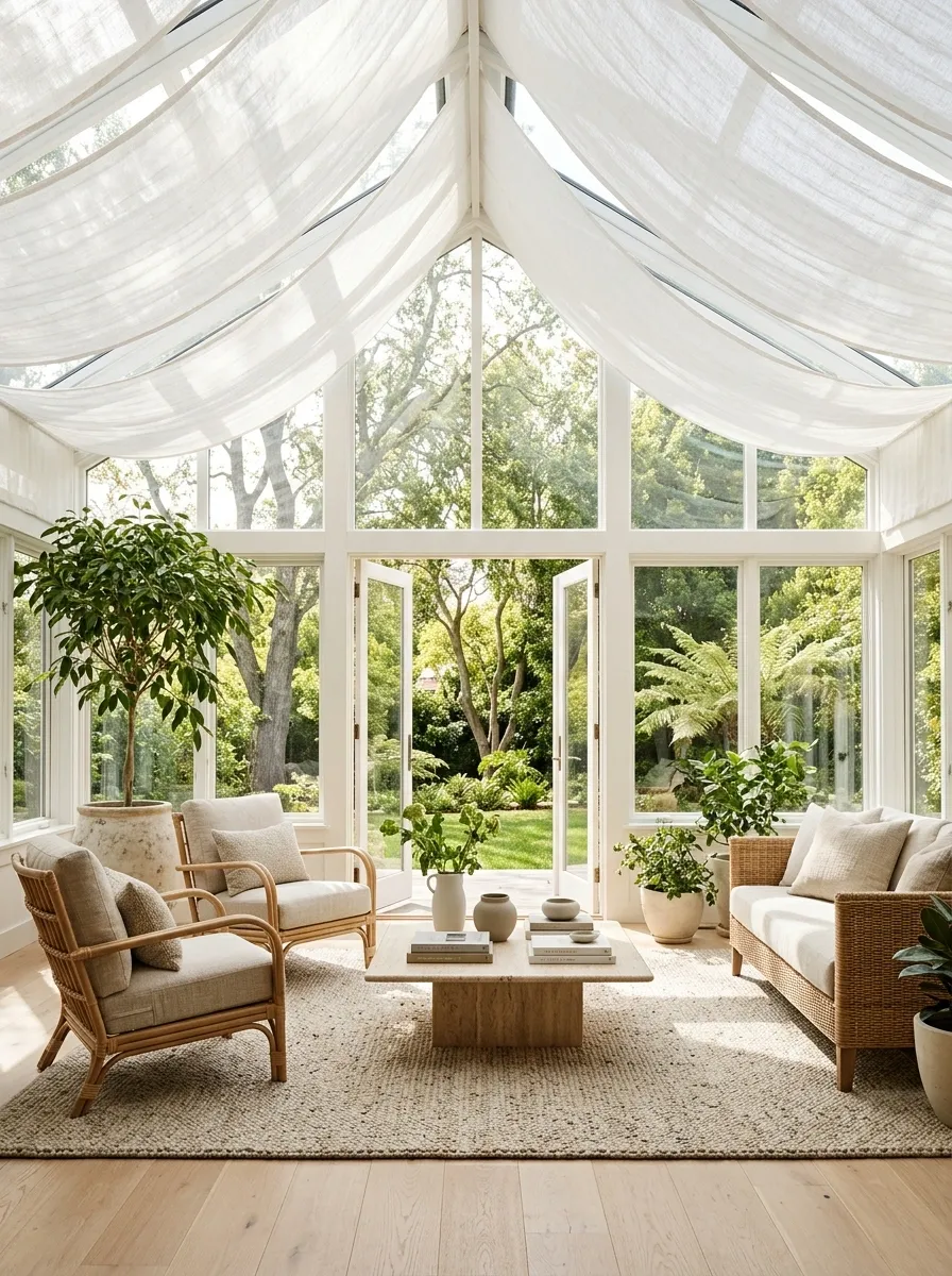 Sunroom With Translucent Fabric Overhead