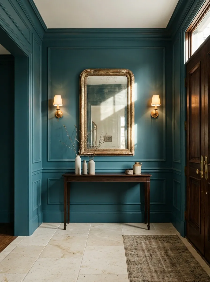 Teal and Antique Gold Formal Foyer