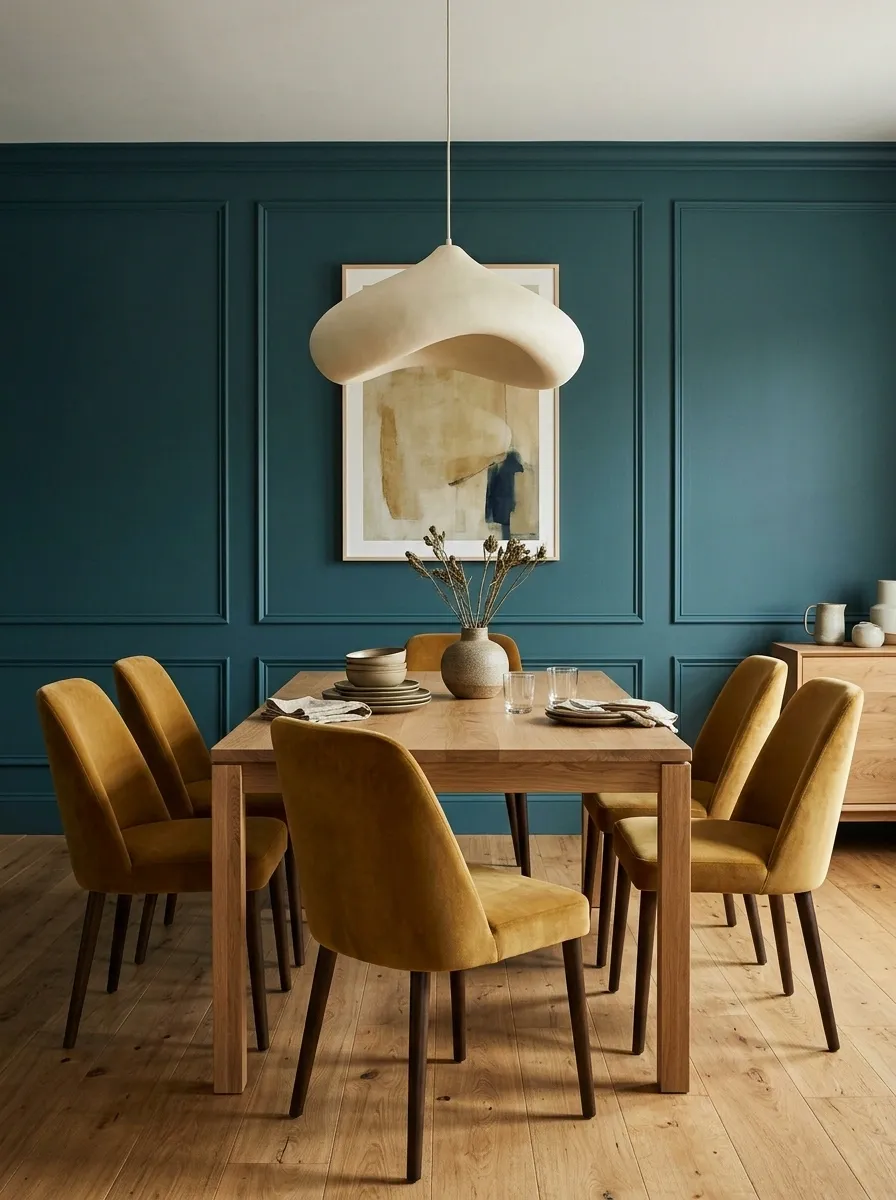 Teal and Mustard Yellow Dining Room