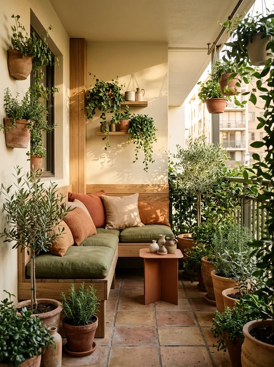 Terracotta and Olive Garden Balcony