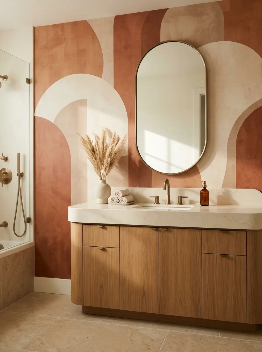 Terracotta Arch Wallpaper With Soft Sculptural Shapes