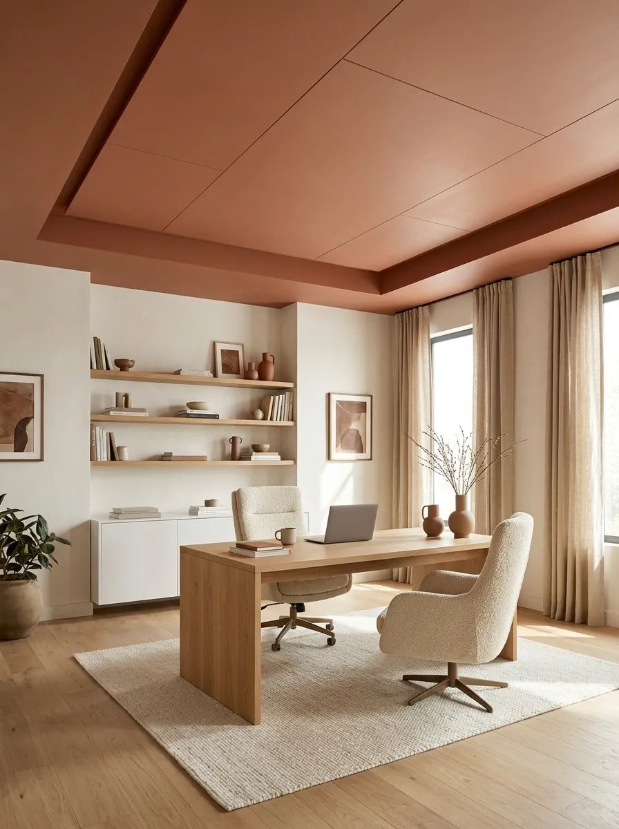 Terracotta Ceiling in a Warm, Creative Workspace