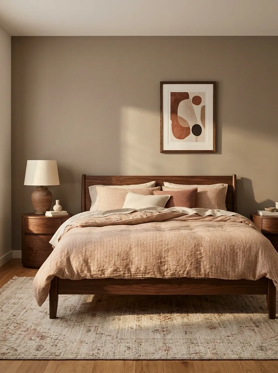 Terracotta Stripes With Mid-Century Walnut Furniture