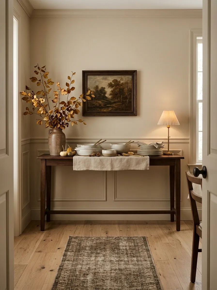 Thanksgiving Buffet on a Slim Entryway Console