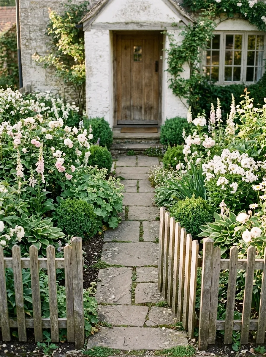 Tiny Cottage Frontage With a Short Gate Path and Full Planting