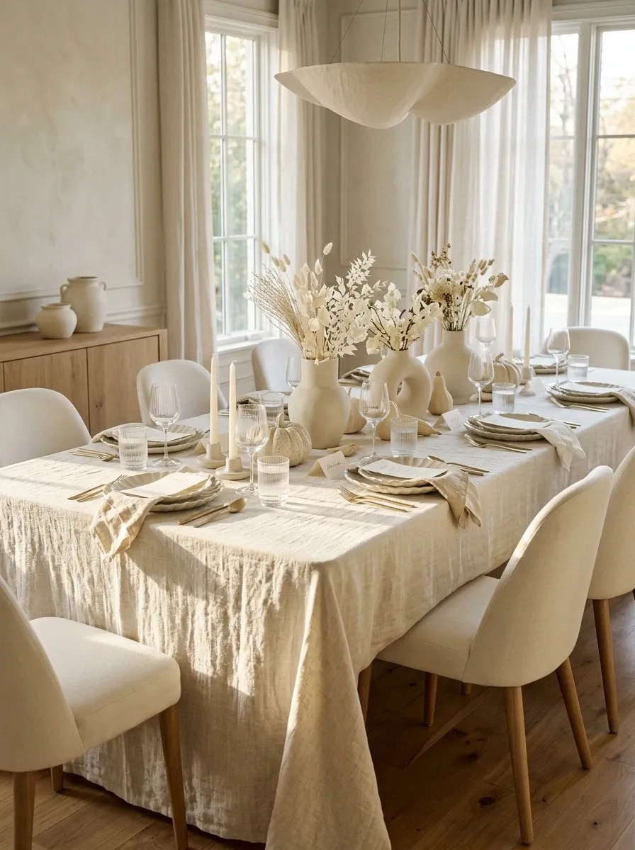 Tonal Cream Tablescape With Sculptural Shapes and Soft Texture