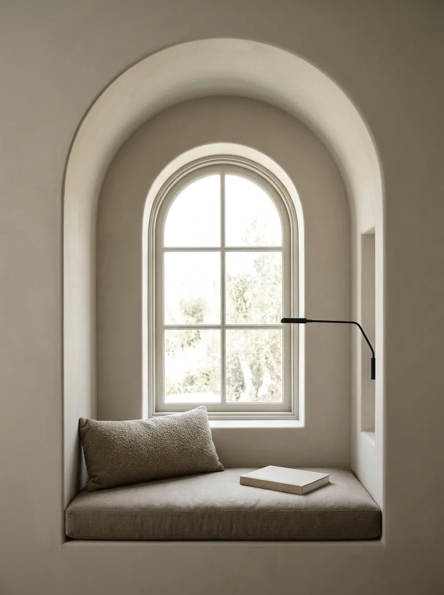 Tonal Painted Arch Above a Plain Window Seat