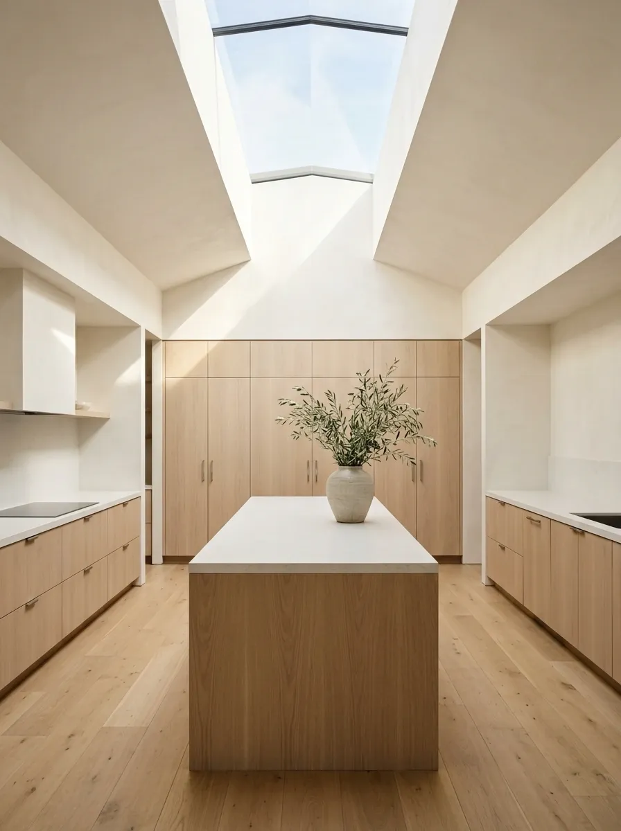 Top-Lit Kitchen With a Long Roof Skylight