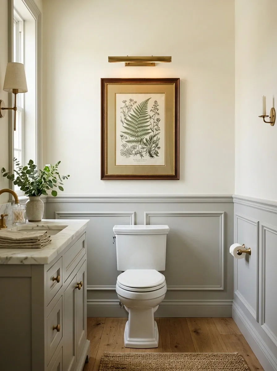 Traditional Wainscoting With Botanical Print