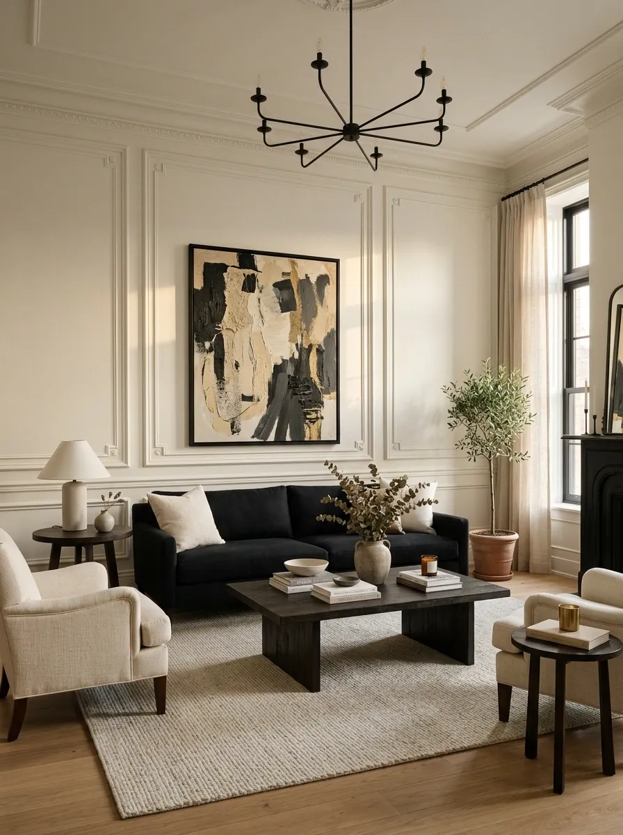 Transitional Room With Traditional Molding