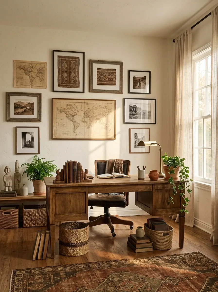 Travel-Inspired Collected Boho Office