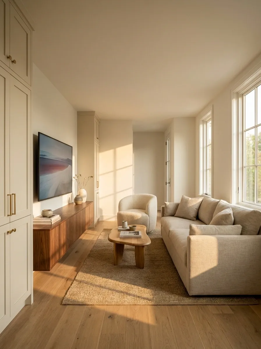 TV-Focused Layout With an Angled Seating Group