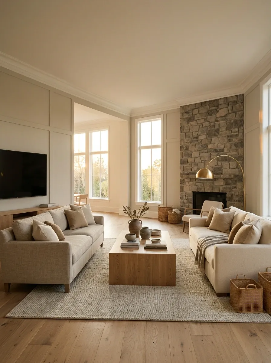 Two-Sofa Living Room With a Central Coffee Table