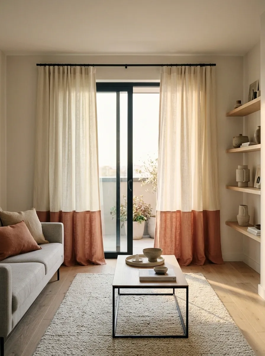 Two-Tone Color-Block Curtains in a Contemporary Apartment