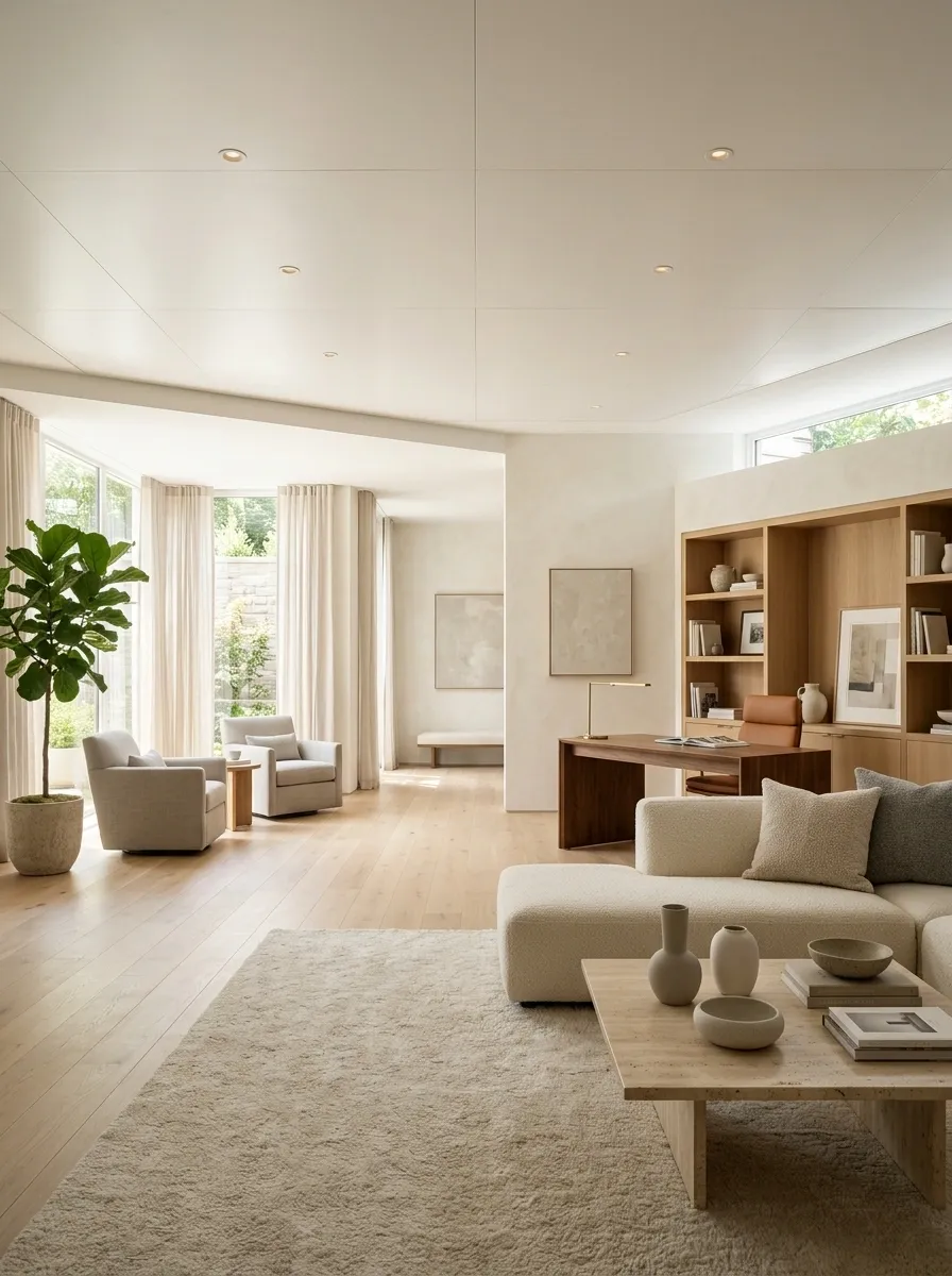 Unified Drop Ceiling Across an Open-Plan Basement