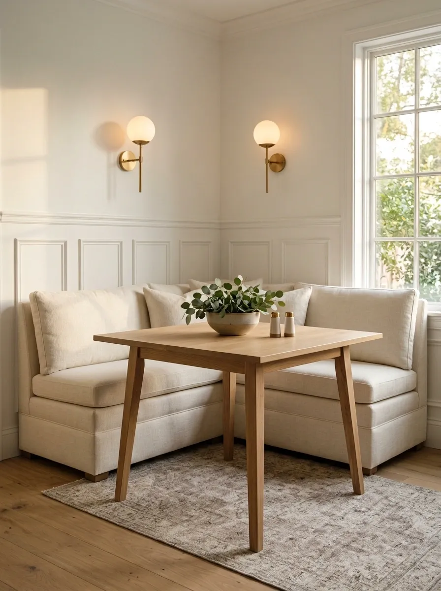 Upholstered Corner Booth With Square Table