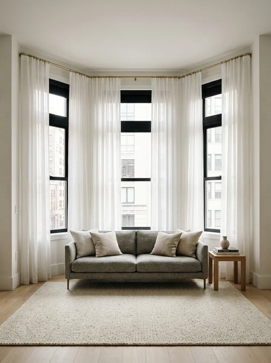 Urban Bay With Translucent Privacy Curtains