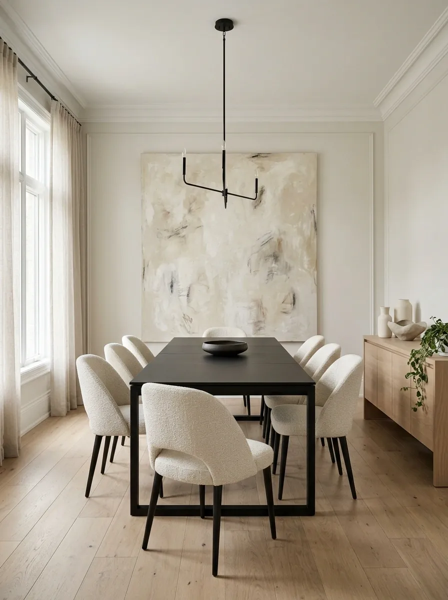 Use a Cream Rug to Stop the Table From Feeling Heavy