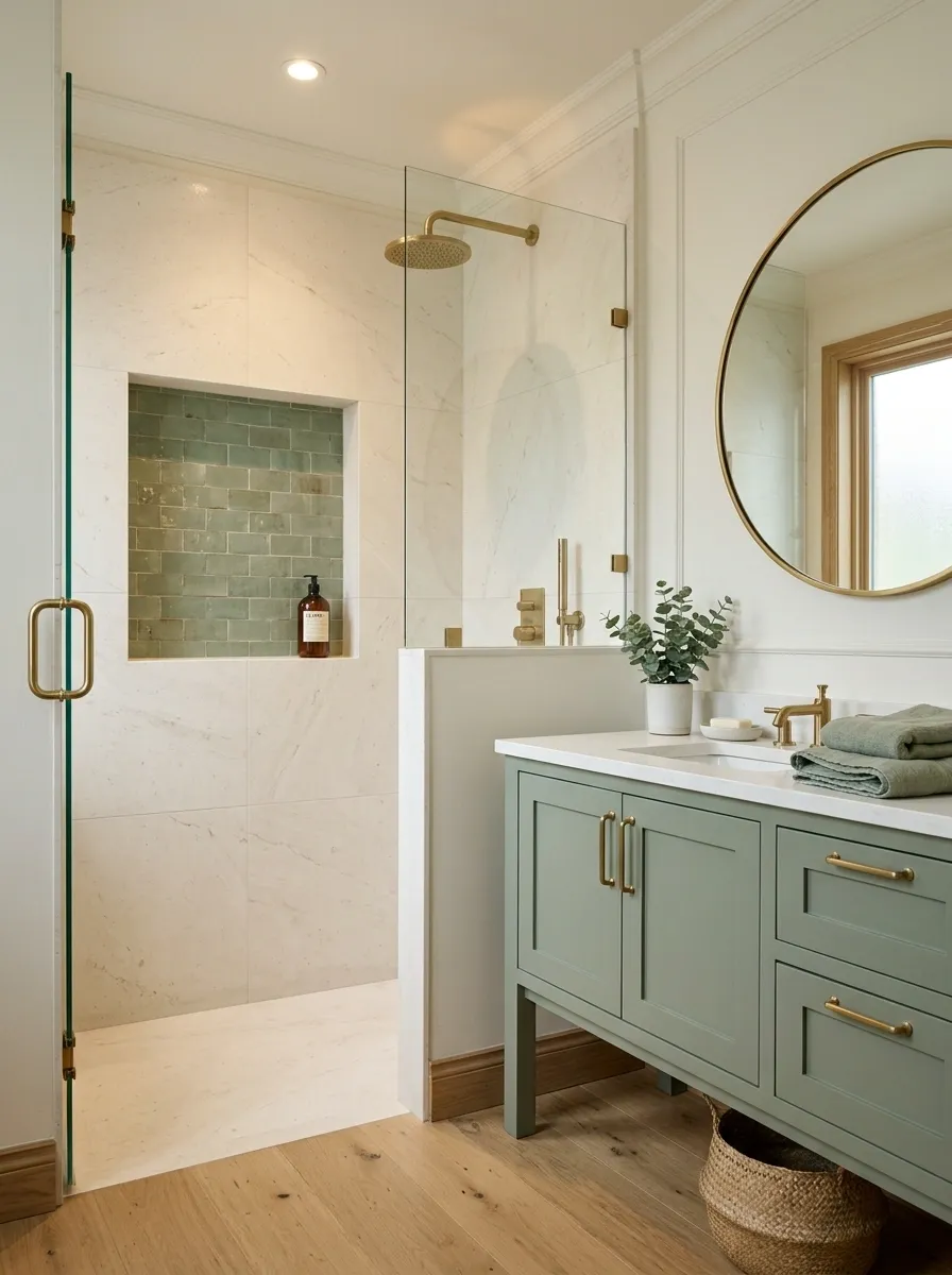 Use a Sage Shower Niche as the Color Moment