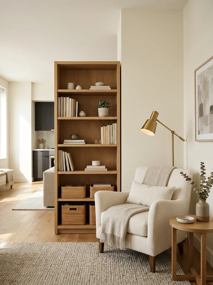 Use a Small Bookcase as the Boundary for Your Retreat