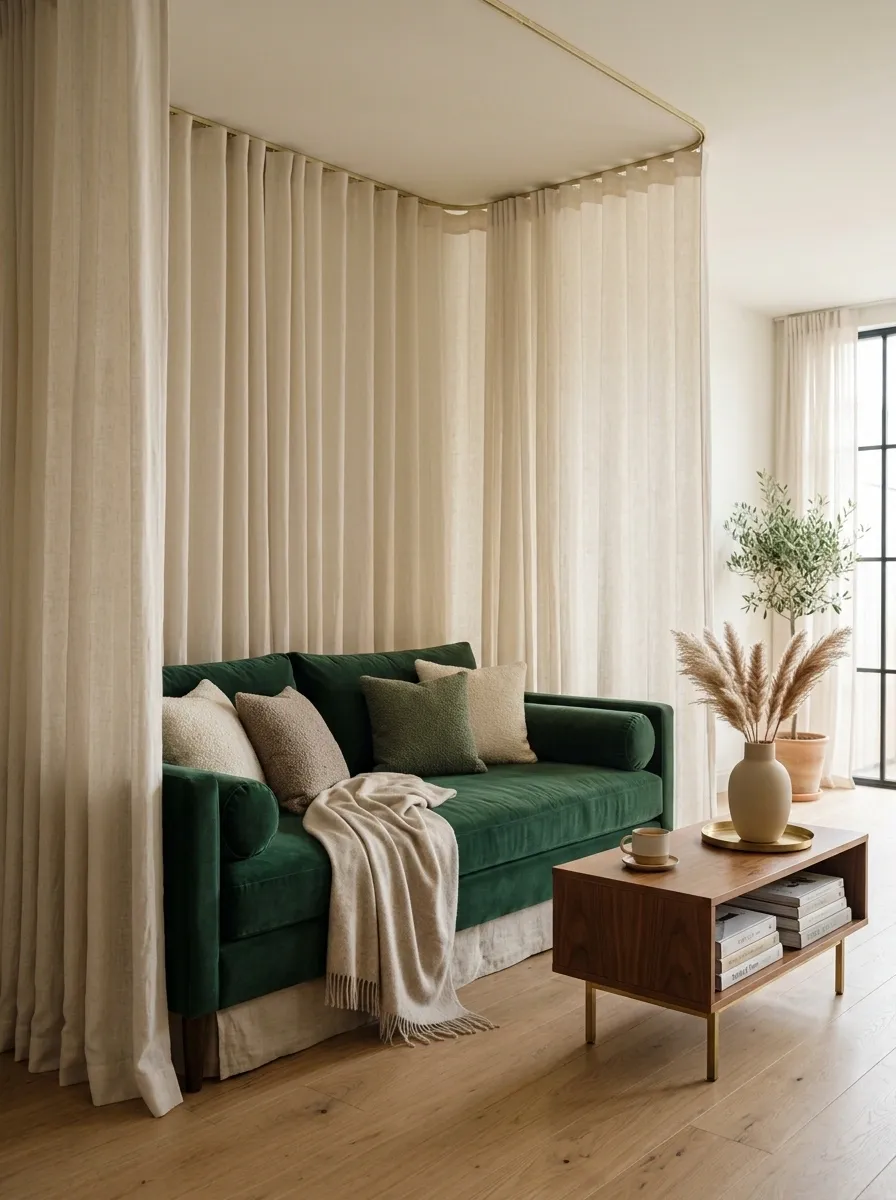 Use Curtains to Make a Corner Feel Like a Secret Room
