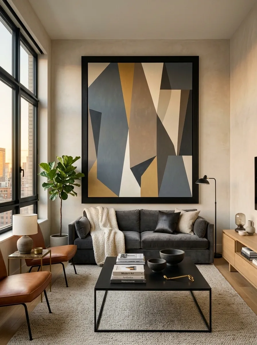 Use One Oversized Piece of Wall Art Instead of Ten Tiny Prints