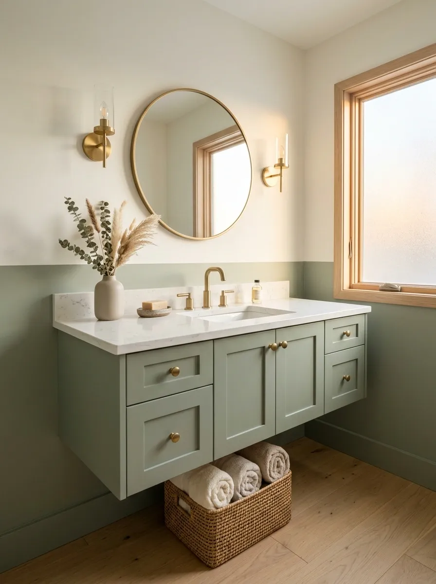 Use Sage Lower Cabinets With Light Upper Walls