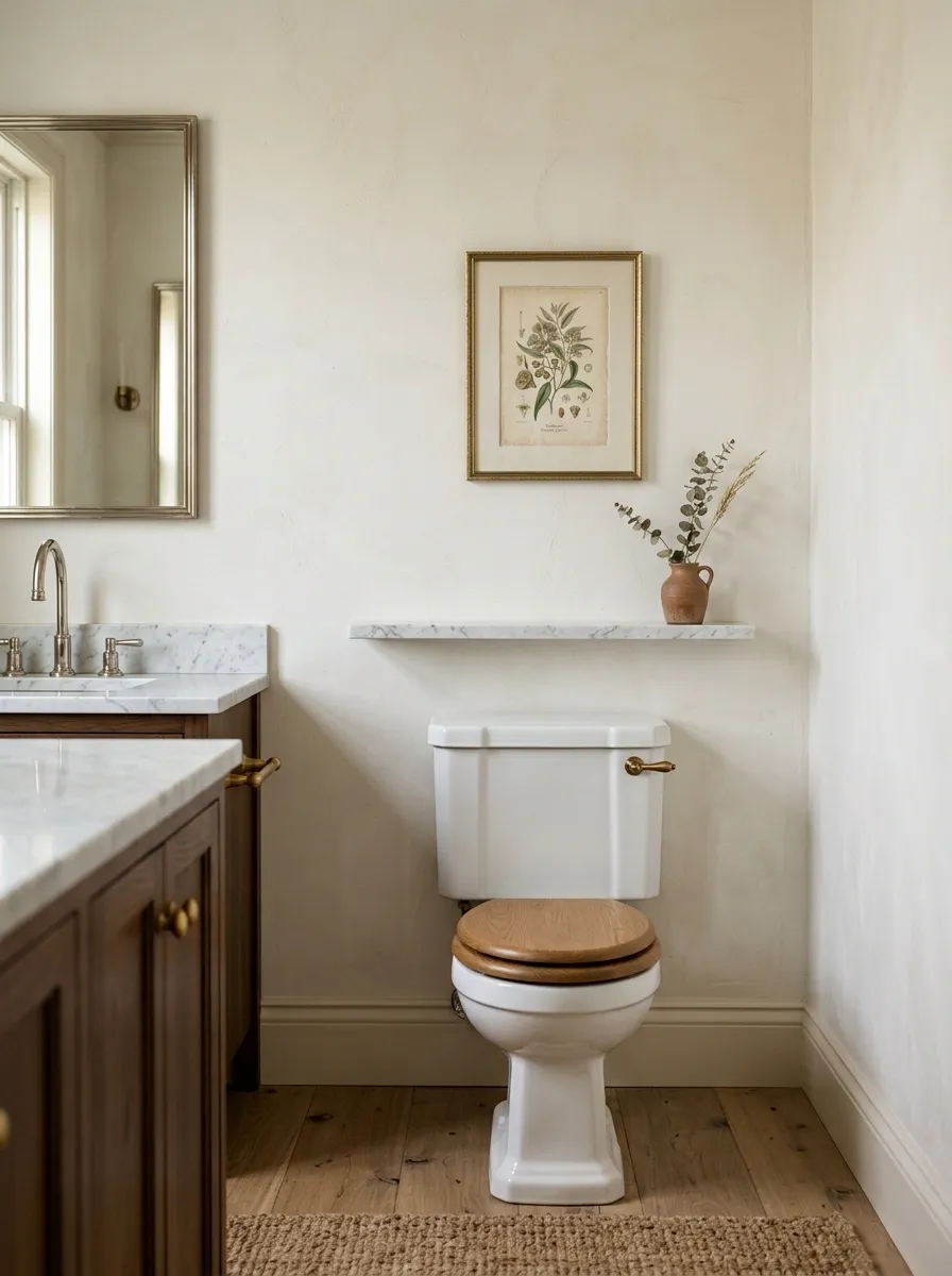 Vintage Brass Frame With Marble Ledge