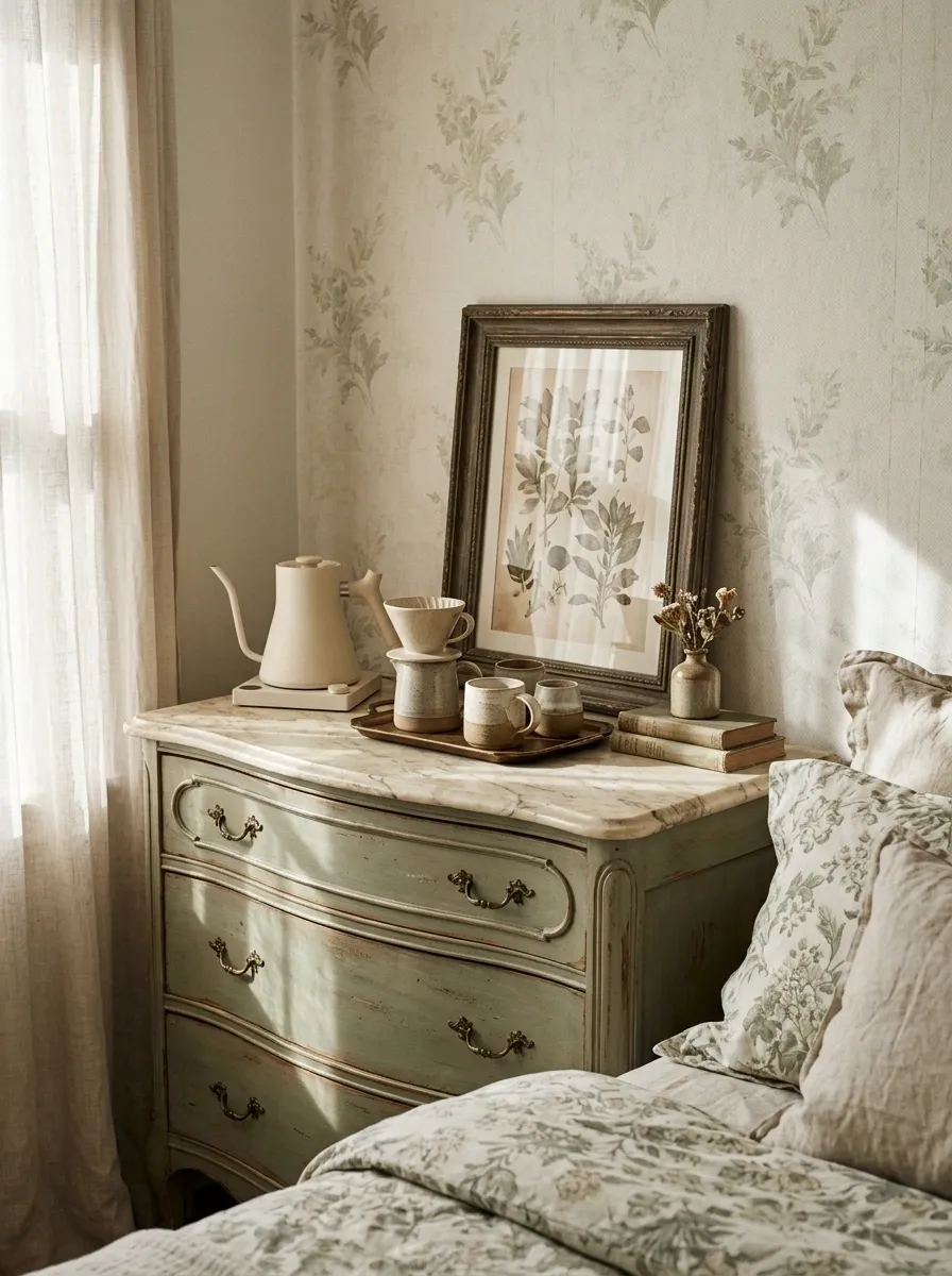 Vintage Dresser Turned Into a Charming Coffee Station