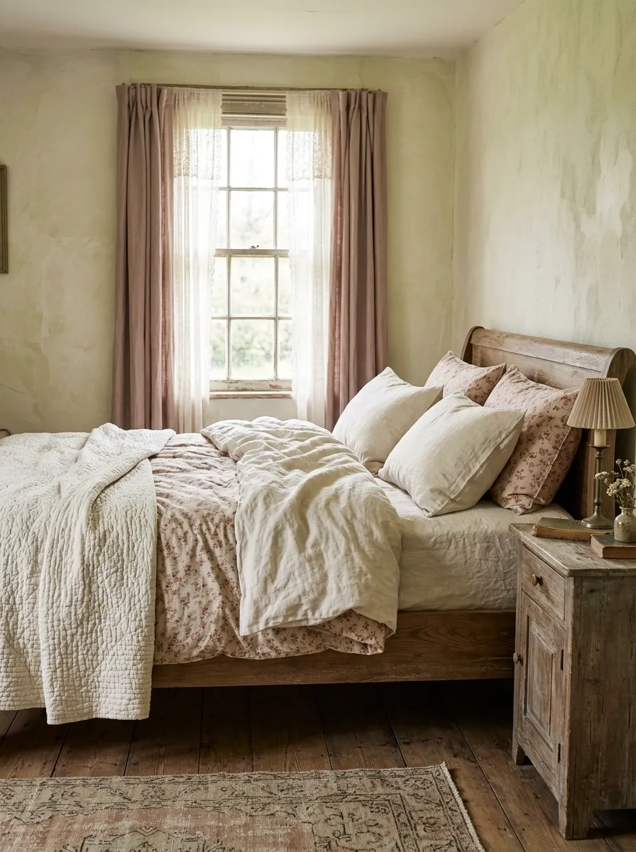 Vintage Floral Bedding in a Romantic Cottage Bedroom