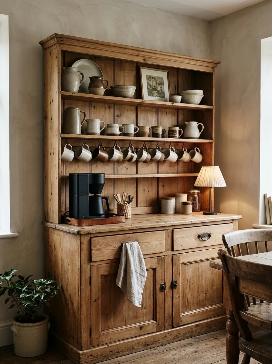 Vintage Pine Dresser With a Collected Mug Display