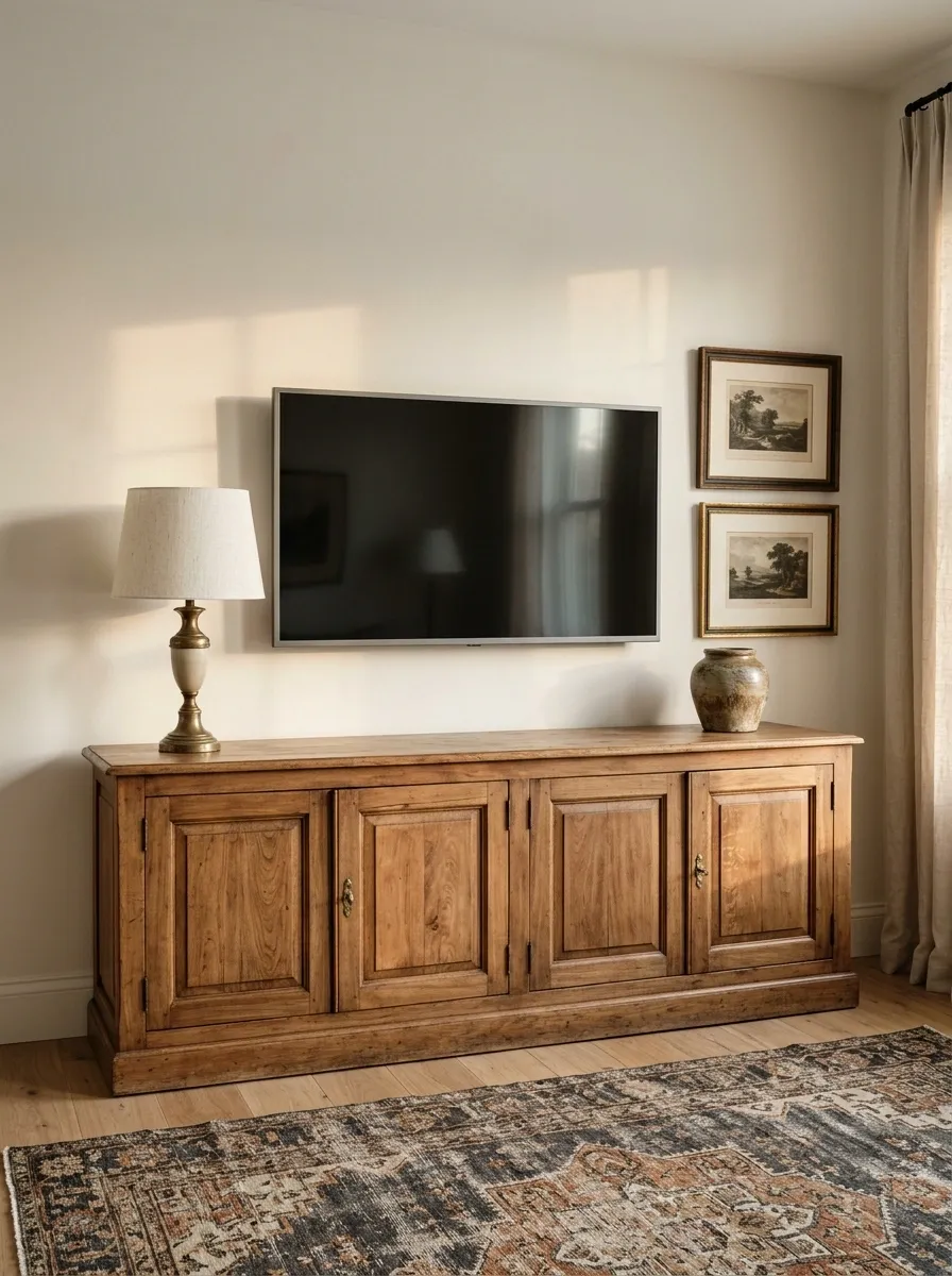 Vintage TV Wall With a Collected Sideboard